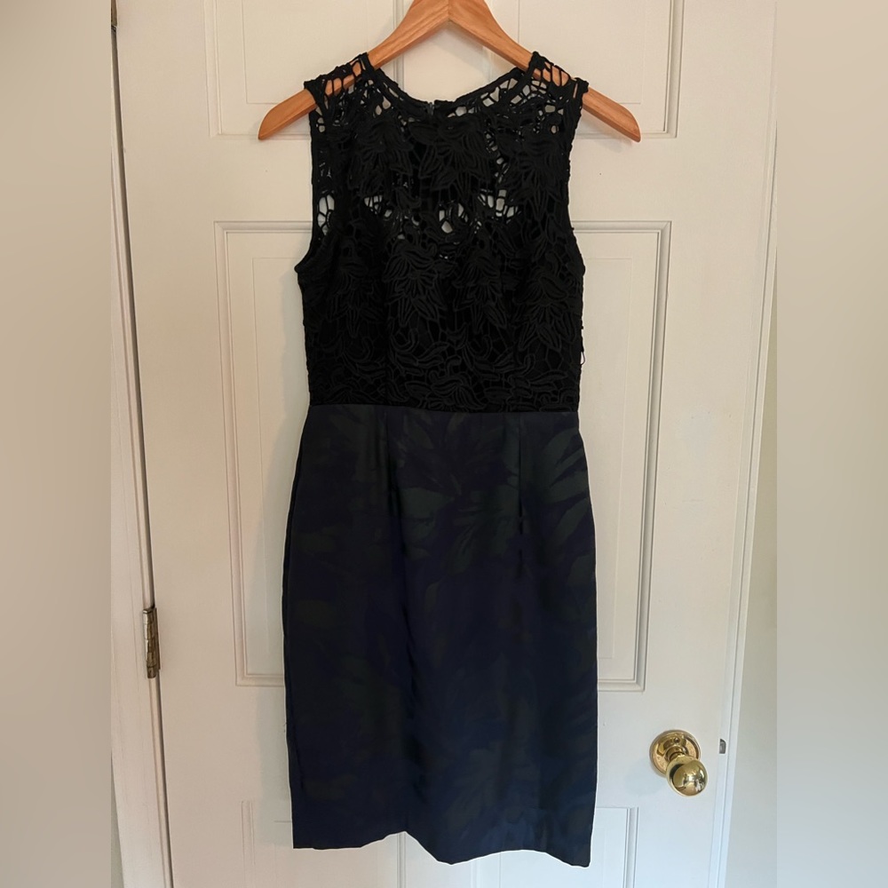 Black lace and satin brocade dress